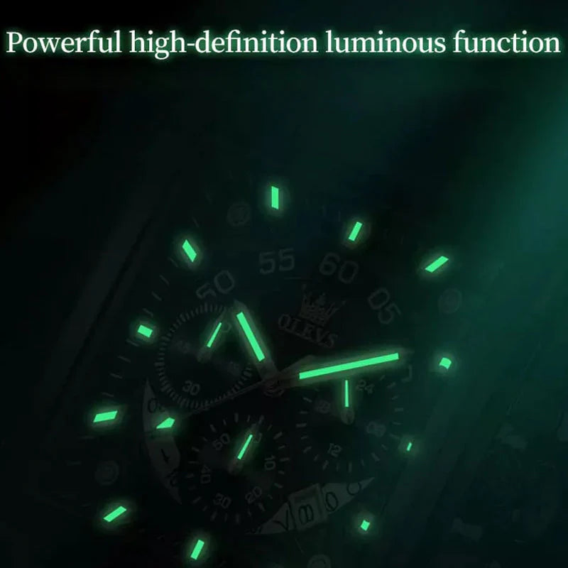 【Olevs】Luminous Luxury Square Business Automatic Mechanical Watch